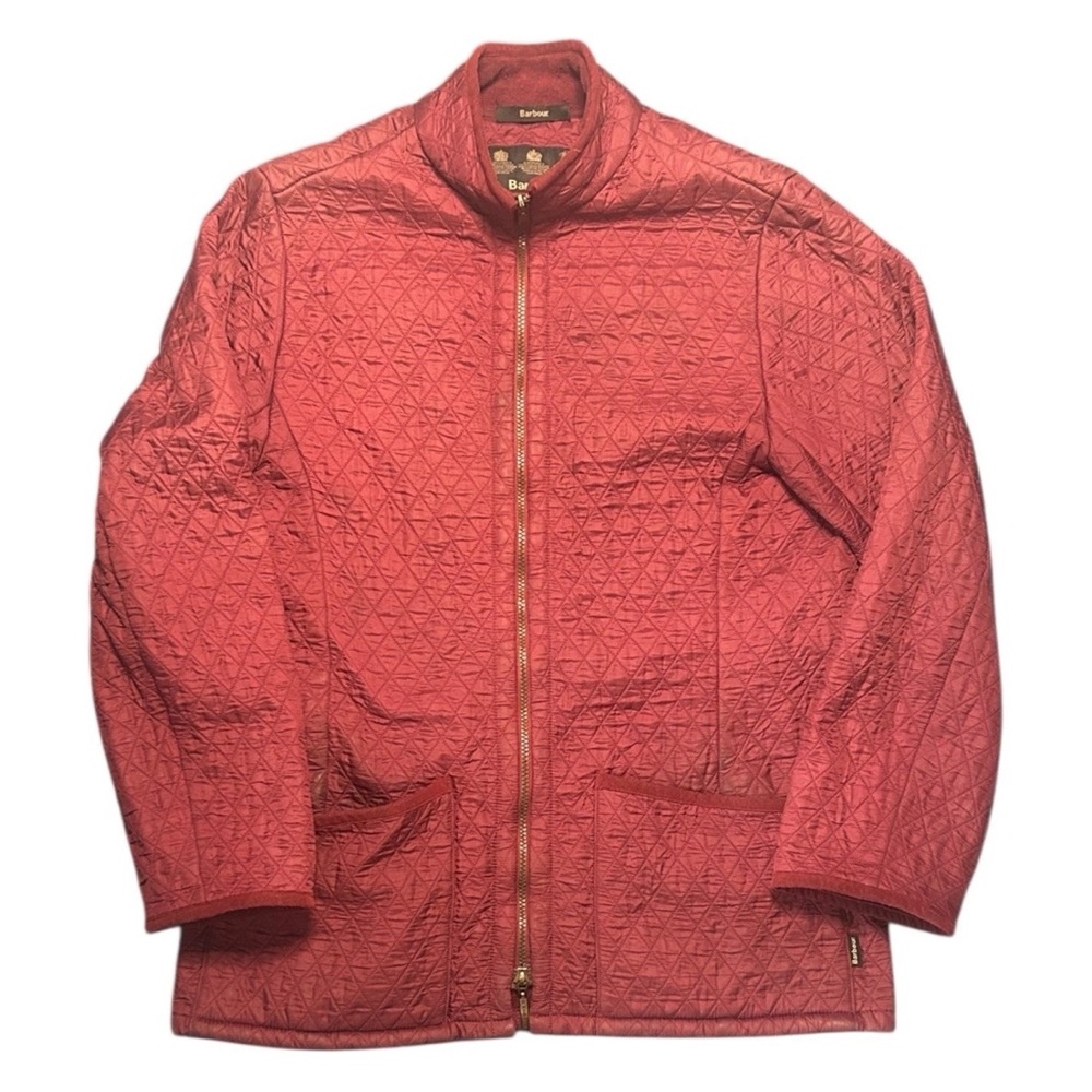 Barbour Quilted Jacket Women Size 12 Red Maroon Corduroy Collar Lightweight